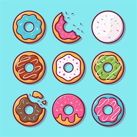 Doughnut Donut Cartoon Vector Icon Illustration. Food Object Icon ...