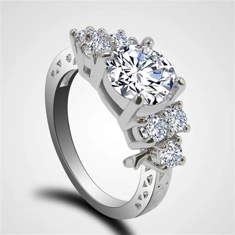 Aliexpress.com : Buy Luxury Jewelry Fine Carving White Crystal Wedding Ring 10KT White Gold ...