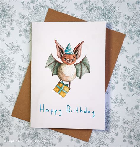 Bat Birthday Card - Etsy UK