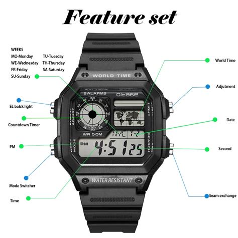 Retro Square Digital Watch Fashion Casual Watch Swimming Waterproof ...