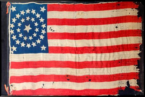 ANTIQUE 34 STAR AMERICAN FLAG CA. 1861 CIVIL WAR ERA