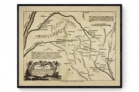 Cherokee Nation Map Dated 1760 Antique Reproduction Native American ...