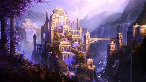 Shangri-La, fantasy art, castle, city HD wallpaper | Wallpaper Flare