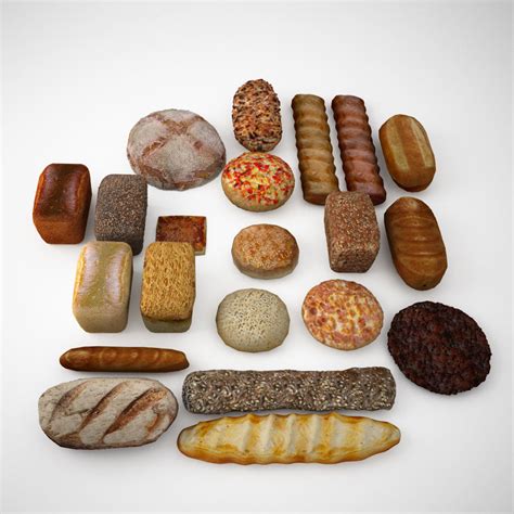 3D model Breads rolls and bakery elements VR / AR / low-poly MAX ...