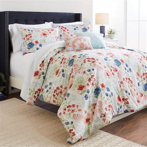 Better Homes & Gardens Full or Queen Tranquil Floral Comforter Set, 5 Piece - Walmart.com ...