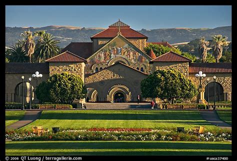 Picture/Photo: Lawn, main Quad, and Memorial Chapel. Stanford University, California, USA