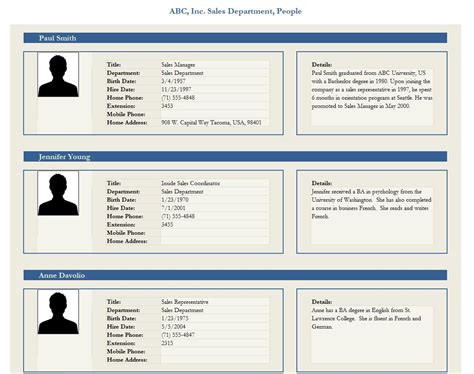 Employee Profile Template | Employee Profile Form