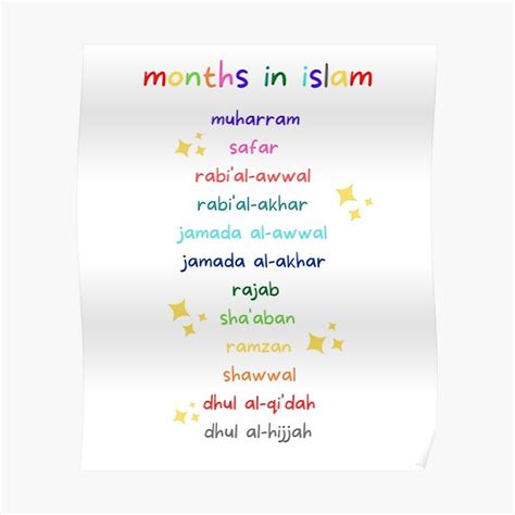 "islamic months - Islamic calendar " Poster for Sale by naaz-art ...