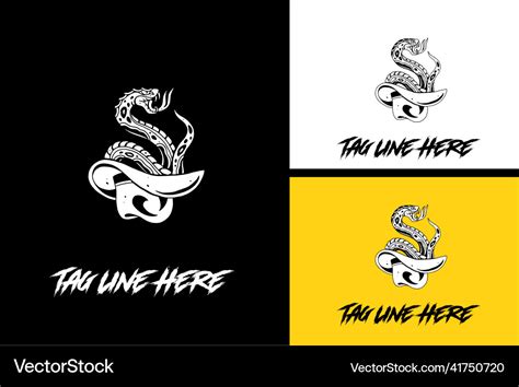 Logo design of big snake black and white Vector Image