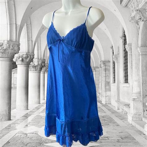 Morgan Taylor Blue Slip Dress Women Medium Negligée... - Depop