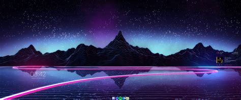 rainmeter wallpaper,sky,screenshot,purple,space,atmosphere,mountain,landscape,world,aurora,night ...