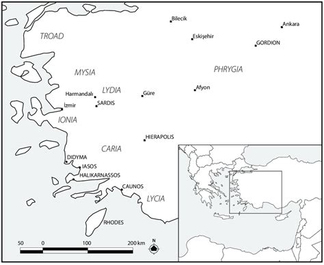 1 Map of western Anatolia showing regions and sites mentioned in the... | Download Scientific ...