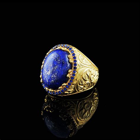 Engraved Lapis Lazuli Ring (5) - Ephesus Jewelry - Touch of Modern