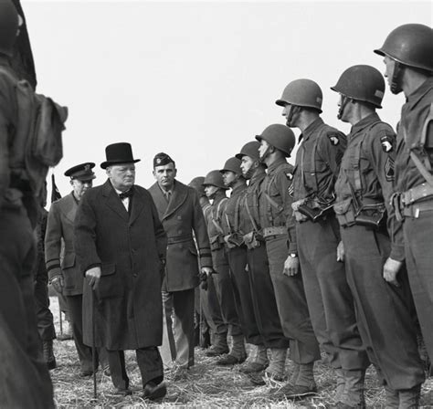 Winston Churchill inspecting American troops in England in March, 1944 ...