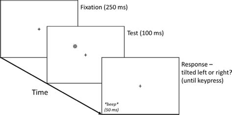 The sequence of a single trial. The fixation cross appeared for 500 ms ...