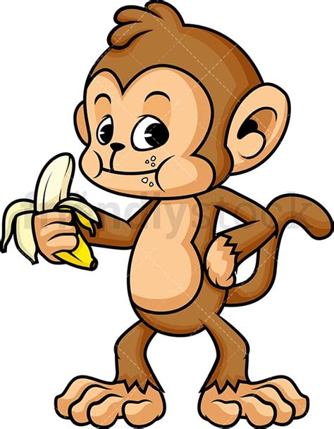 Monkey Eating Banana Cartoon Vector Clipart - FriendlyStock