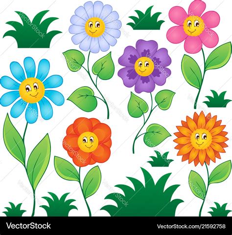 Cartoon flowers collection 1 Royalty Free Vector Image