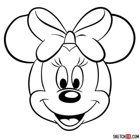 How to Draw Minnie Mouse Face - Step by Step