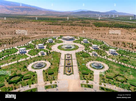 Ashgabat Turkmenistan city scape, skyline of beautiful architecture and parks in Ashgabat the ...