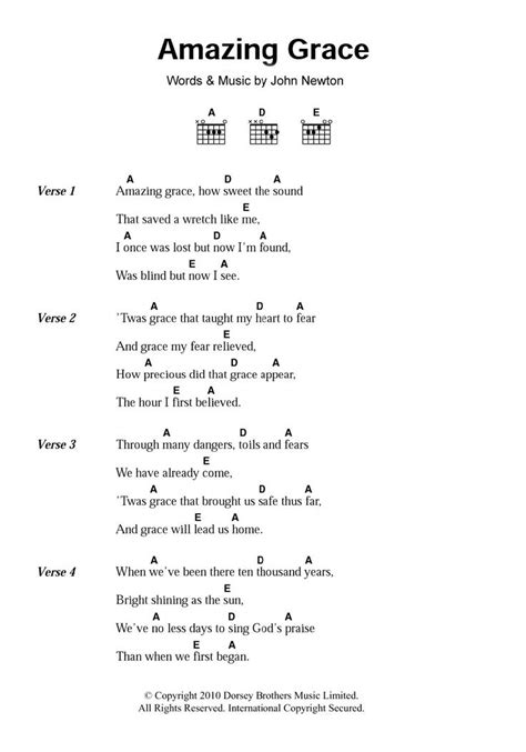 amazing grace by traditional guitar chords lyrics | Guitar chords ...