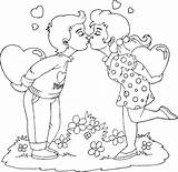 Valentine Boy And Girl Kissing coloring page  coloringcom sketch template