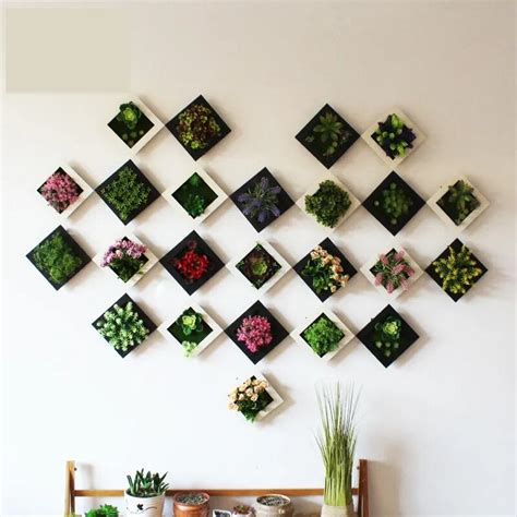 3D Creative Real Touch Plastic Plants Home Decoration Wall Hanger Plastic Frame Artificial ...