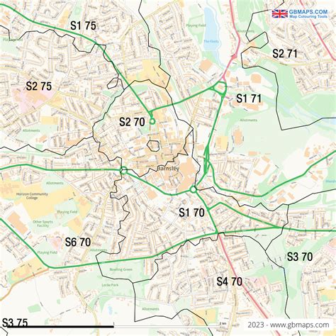 Barnsley Vector Street Map