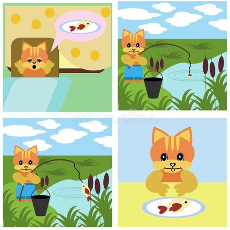 Comics Short Story About Cat Stock Vector - Image: 15595106