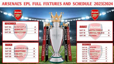 ARSENAL FULL FIXTURES/SCHEDULE IN PREMIER LEAGUE 2023/2024, 58% OFF