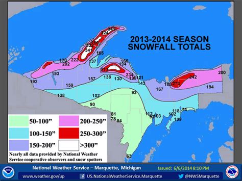 Snowfall totals for the western UP, winter 2013-2014 : r/Michigan