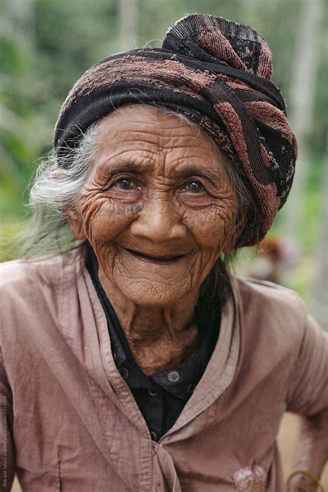 "Portrait Of Old, Wrinkled Balinese Woman In Nature" by Stocksy ...