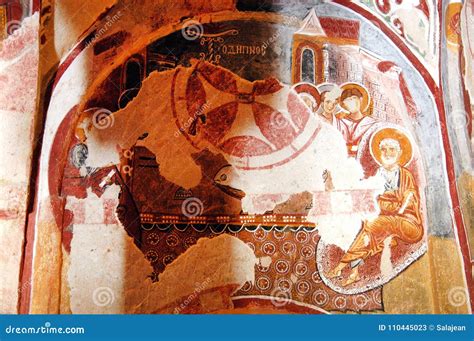 Frescos and Murals in a Cave Chapel Stock Image - Image of chimney ...