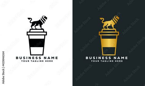 coffee cup lion minimal vector logo Stock Vector | Adobe Stock