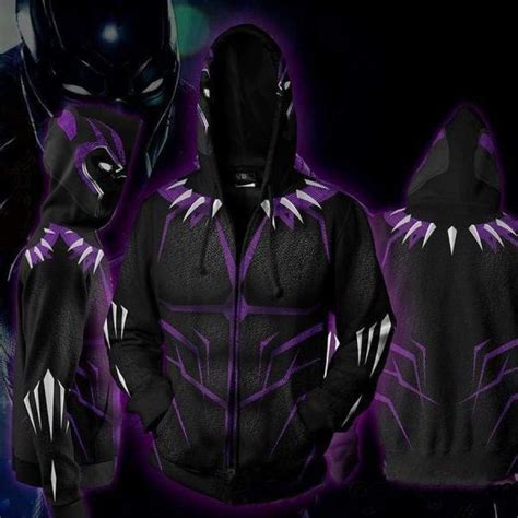 Black Panther Costume Purple Zip Up Hoodie Jacket | Black panther ...