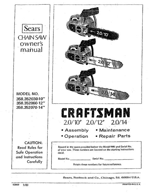 Craftsman Electric Chainsaw Manual