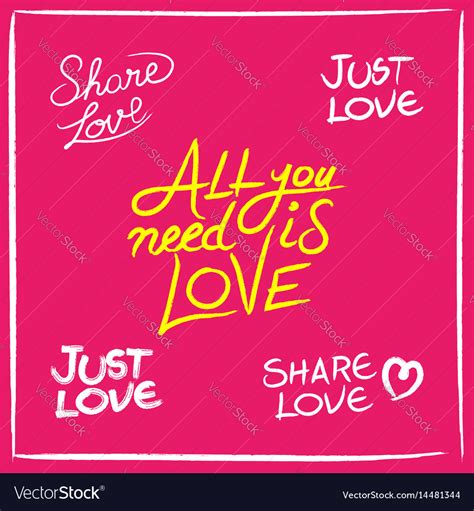 Love concept handwritten lettering quotes set Vector Image