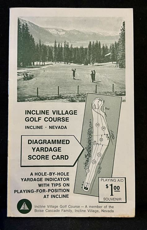 Vintage 1972 Unused Incline Village Golf Course Diagrammed Yardage ...