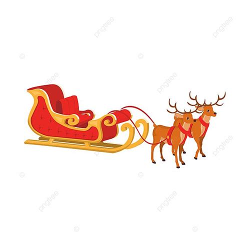 a reindeer pulling a sleigh with two people in it on a white background