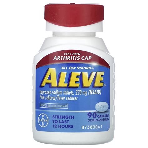 Aleve, Naxopren Sodium Tablets, Easy Open Arthritis Cap, 220 mg, 90 Caplets