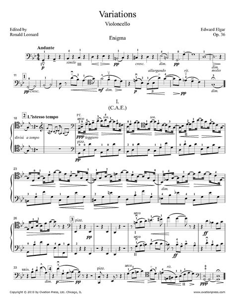 Elgar Enigma Variations Cello Part by Ronald Leonard