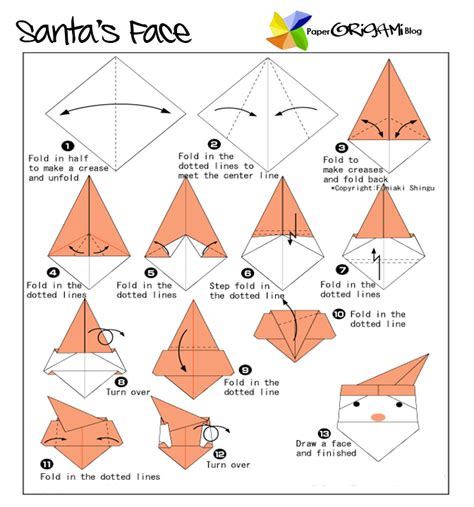 Christmas Origami: Santa Face | Paper Origami Guide