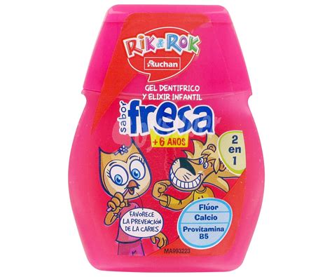 Rik&Rok Auchan Pasta de dientes infantil sabor fresa para niños de +6 ...