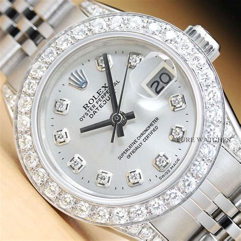 ROLEX LADIES DATEJUST 1.10 CT DIAMOND BEZEL & LUGS 18K WHITE GOLD STEEL WATCH | eBay