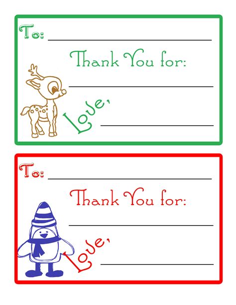 Printable Thank You Cards For Christmas