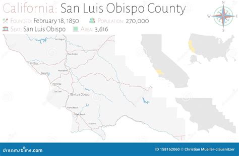 San Luis Obispo County, California Map Vector | CartoonDealer.com #148537480