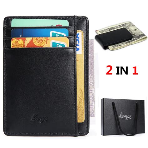 Slim Card Holder Wallets for Men Small Thin Slim Mini Genuine Leather Credit Card Holder -in ...