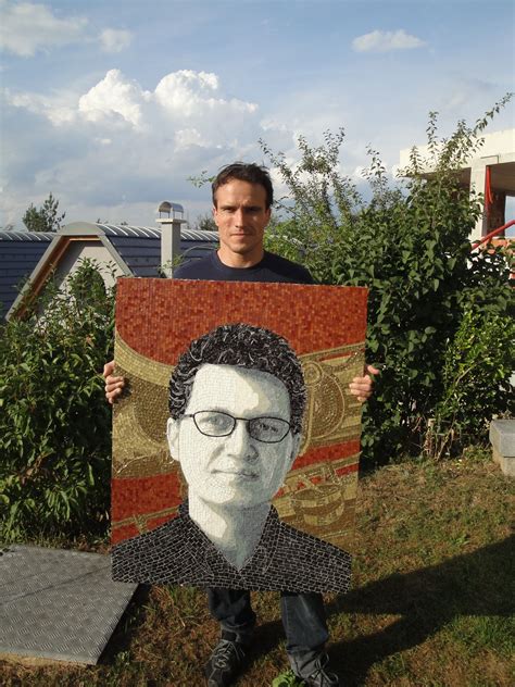 This is one of my best mosaic portraits I have ever made. The face is made with glass tiles and ...
