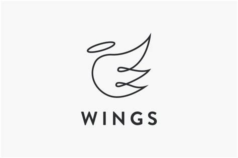 Abstract line art angel wing logo icon vector template