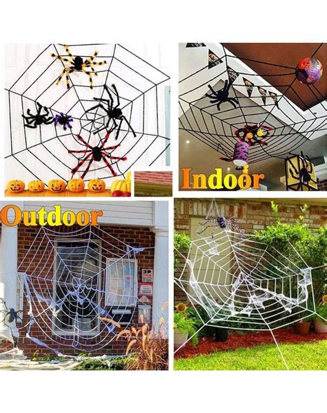 2 Pack Halloween Spiders Web Decoration- 12 Ft Large Round Spider Web Black + White Scary Fake ...