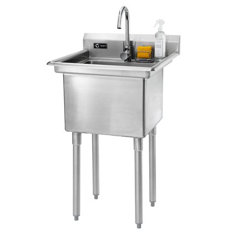 Trinity 23" x 23" Single Stainless Steel Utility Sink with Faucet | Stainless steel utility sink ...